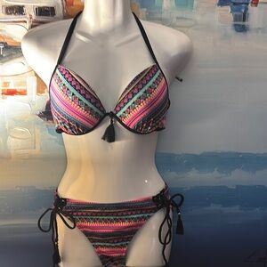 Shade & Shore Multicolor Striped Bikini